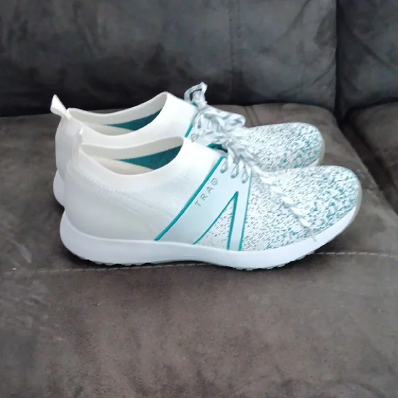 Traq by Alegria White and Teal Speckled Sneakers - Picture 6 of 7